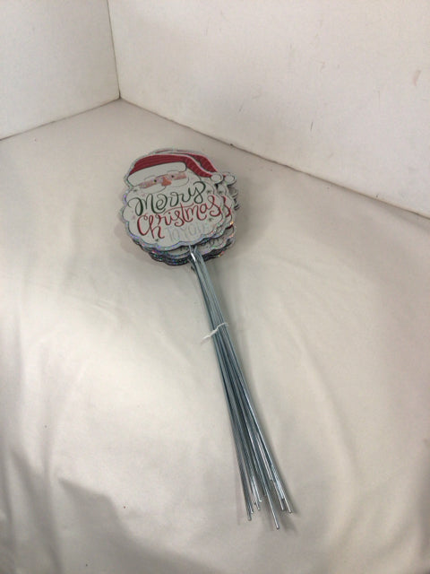 Sign Silver/Red Metal Santa Set of 13 Holiday Item