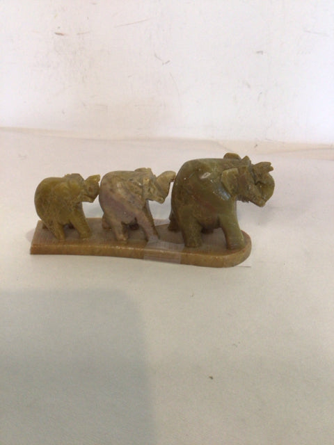 As Is Green/Gray Soapstone Elephant Figurine