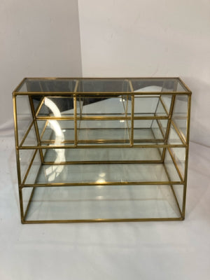 Desk Gold Metal/Glass Tiered Shelf