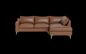 Havenly 2 Piece Leather Brown Sectional Sofa 38EMJDMA