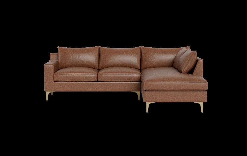 Havenly 2 Piece Leather Brown Sectional Sofa 38EMJDMA