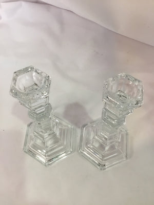 Tiffany & Co. Pair Crystal Candle Sticks