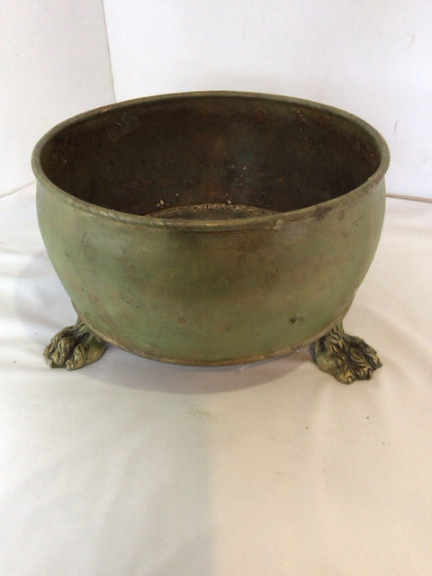 Vintage Brass Claw Foot Planter