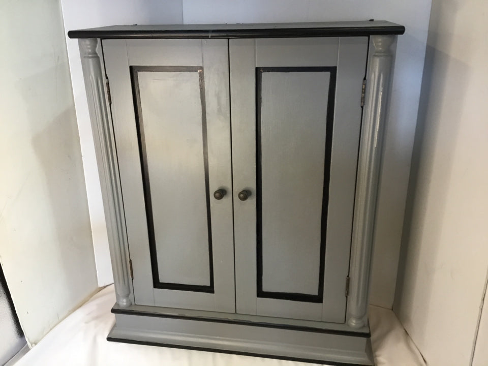 Storage Gray Wood 2 Door Cabinet