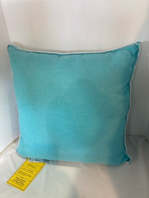 Aqua Poly Blend Topstiched Pillow
