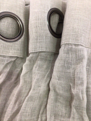 Pair Gray Cotton Grommet Top Draperies/Curtains