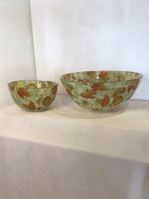 Fall Multi-Color Glass Set of 2 Bowl