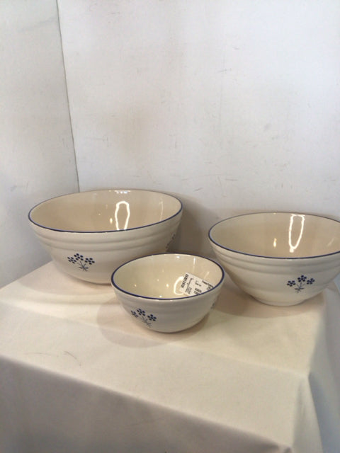 PFALTZGRAFF Set of 3 White/Blue Ceramic Mixing Bowl Set