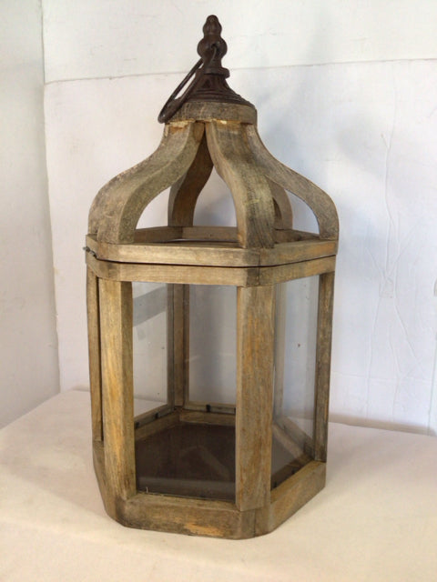 Rustic Brown Wood/Metal Lantern