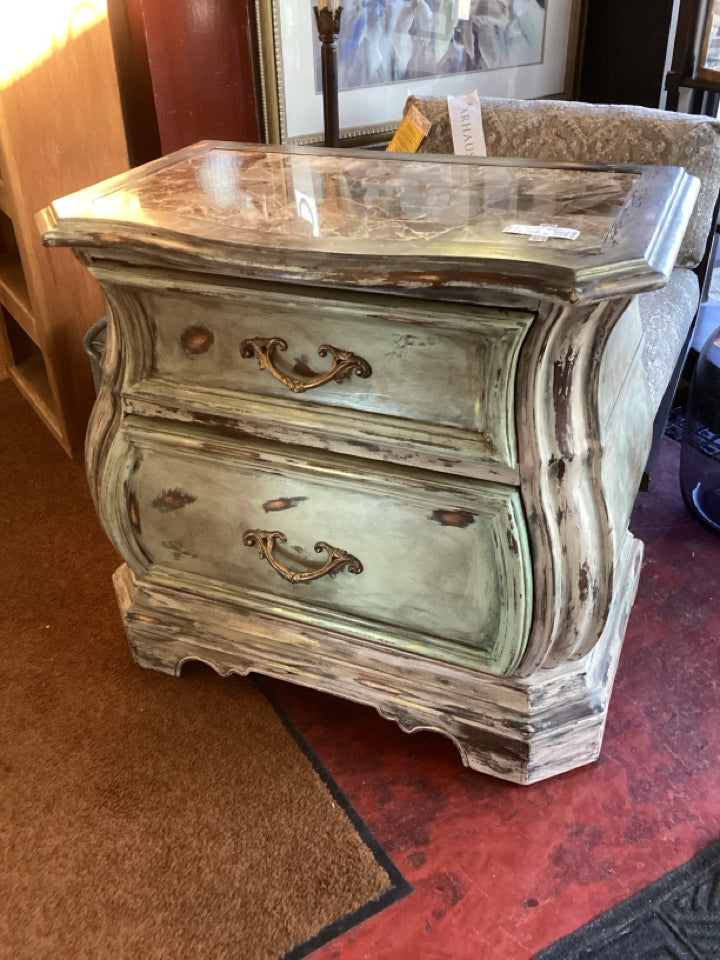 Bombay Co. Rustic Wood 3 Drawers Green Chest/Dresser