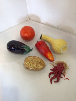 Set of 6 Multi-Color Resin Fruit Vegetables Faux Fruit