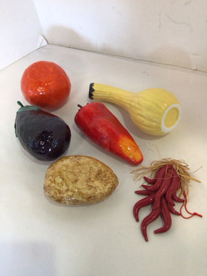 Set of 6 Multi-Color Resin Fruit Vegetables Faux Fruit