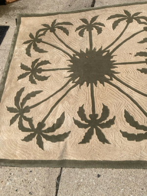 Wool Palm Tree Green Rug