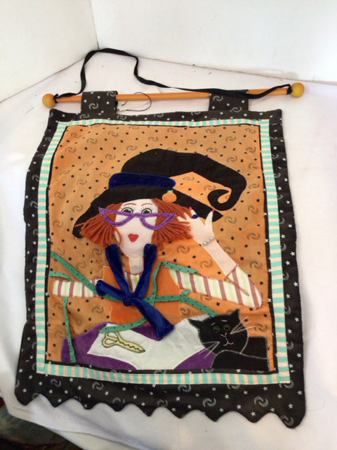 Halloween Black/Multi Polyester Flag Witch Holiday Item