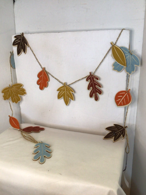 Fall Multi-Color Wood Leaves Holiday Item