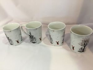 Eddie Bauer Holiday White Ceramic Set of 4 Mug Set