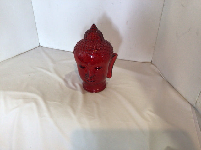Red Glass Buddha Head Statue