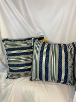 Down Blue Polyester Striped Pair Pillow Set