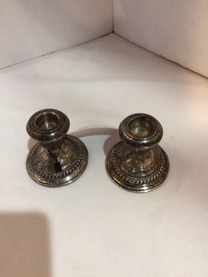 Vintage Pair Silver Sterling Silver Candle Holders