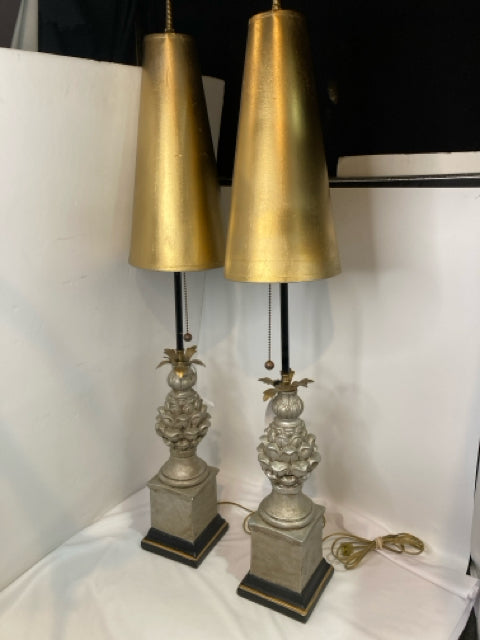 Vintage Gold Resin Pair Lamp Set