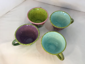 Tracy Porter Set of 4 Multi Ceramic Floral Mug Set