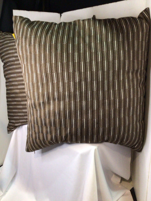 Pair Brown/White Stripe Pillow Set