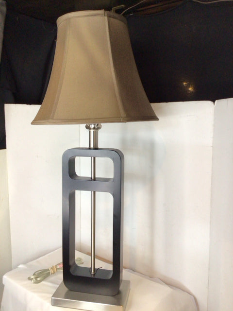 Black/Silver Wood/Metal Lamp