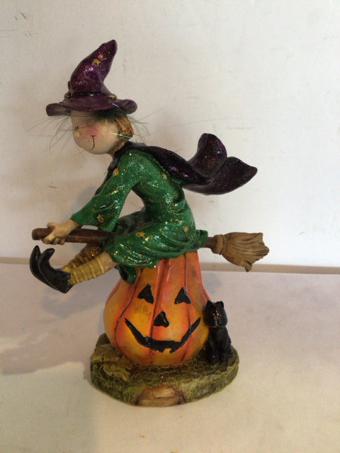 Halloween Orange/Multi Resin Witch Holiday Item