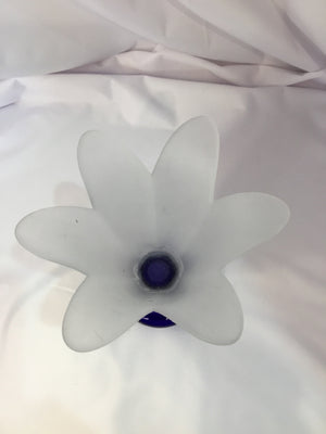 Blue/White Glass Flower Candle Holder