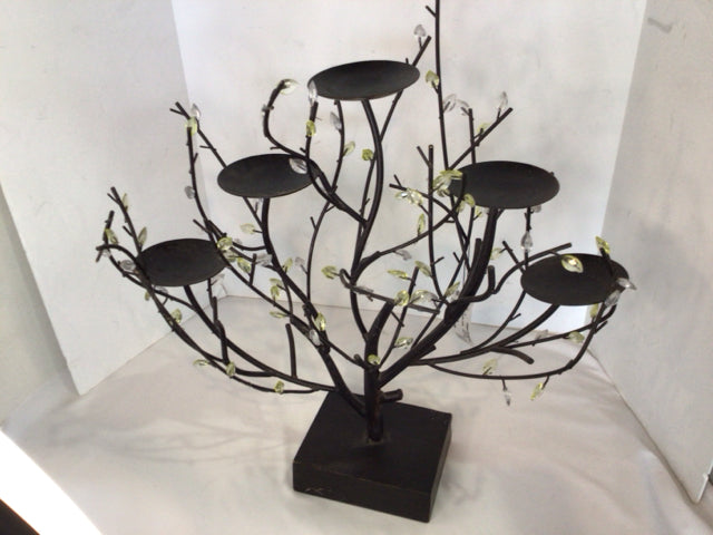 Black Metal Tree Candle Holder