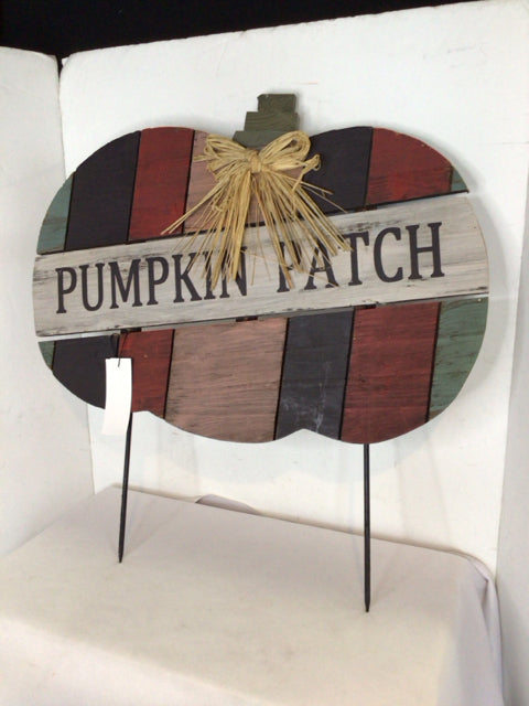 Halloween Gray/Multi Wood Pumpkin Sign