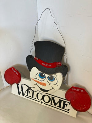 Christmas White/Black Wood Wall Hanging Snowman Holiday Item