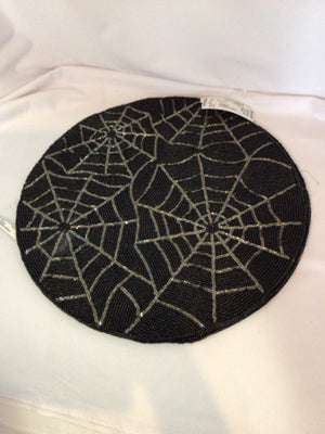 Placemats Black Beaded Webbing Pair Holiday Item