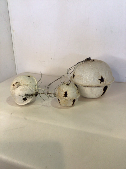 Vintage White Metal Bells Set of 3 Holiday Item