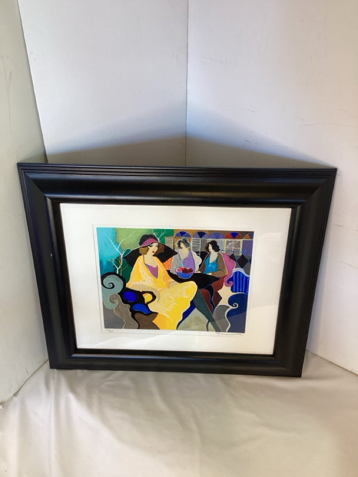 Signed Lithograph Multi-Color Women Framed Art