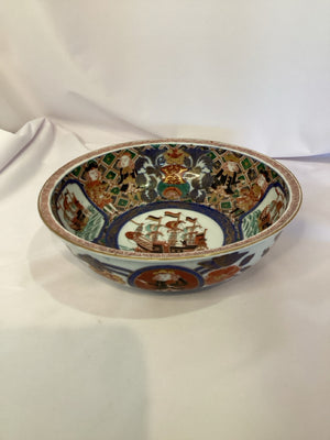 Imari Ware Octagonal Blue/Brown Ceramic Bowl