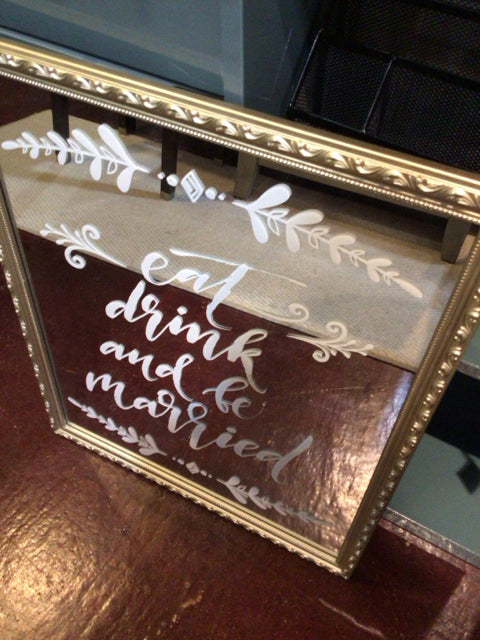 Wedding Silver/White Words Mirror