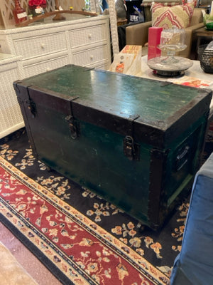 Wood Painted Green/Black Trunk