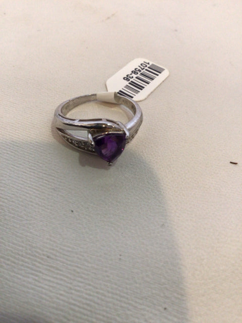 Silver Triangle Rhinestone Ring