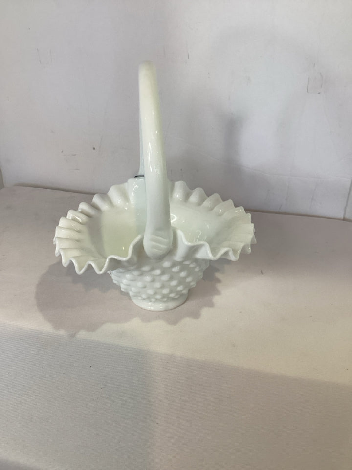 Hobnail White Basket Bowl