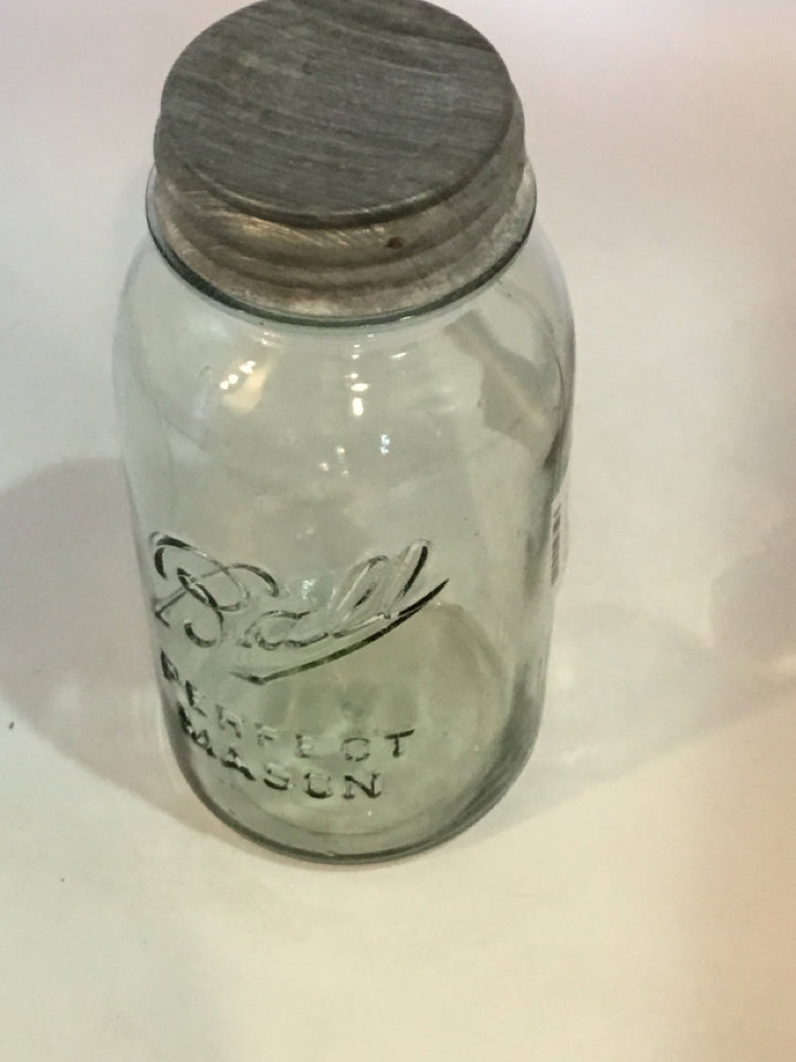 Ball Vintage Lidded Clear Glass Jar