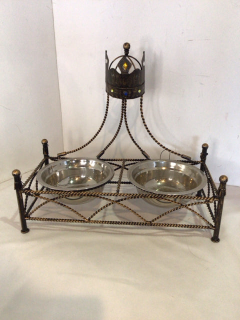 Double Black Wire Dog Dish