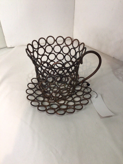 Rust Metal Tea Cup Figurine