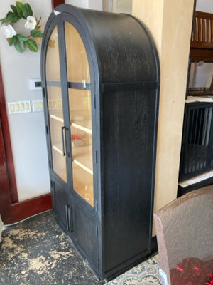 Houzz Arch Black Wood/Glass Cabinet 7JBZM95S