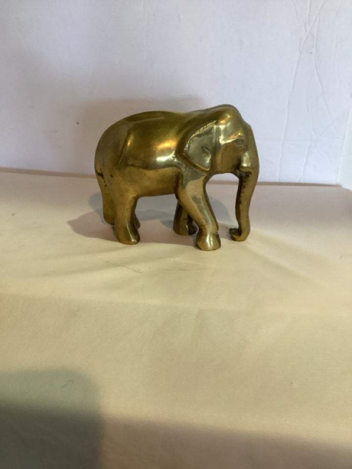 Stationary Gold Brass Elephant Statue