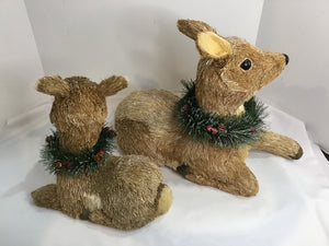 Pair Brown Papermache Deer Holiday Item