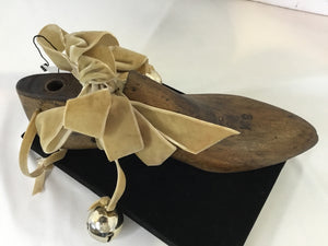 Christmas Brown/Gold Wood Shoe Bells Holiday Item