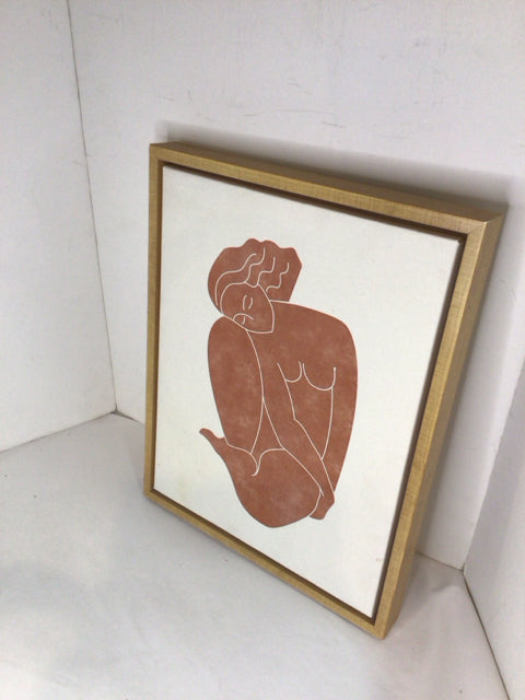 Nude Brown/Cream Woman Framed Art