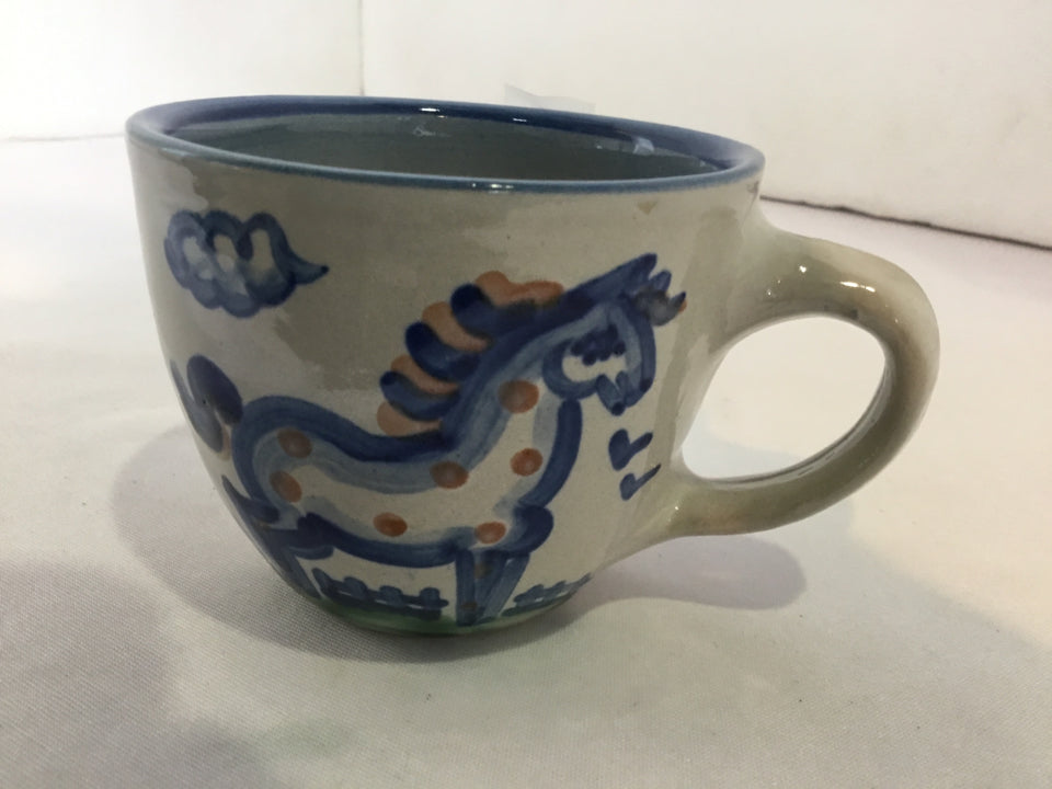 M.A. Hadley Gray/Blue Ceramic Cup