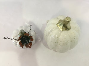 Fall White Ceramic Pair Pumpkins Holiday Item